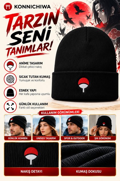 NARUTO ITACHI NAKIŞLI LOGOLU BERE ANIME MANGA
