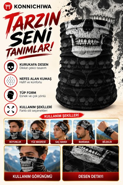 Ghost Hayalet Motor Bisiklet Yüz Maskesi Outdoor Desenli Buff Boyunluk Bandana Balaklava