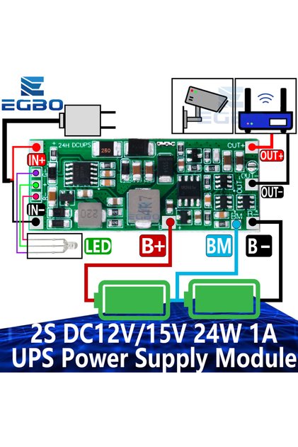 وحدة إمداد طاقة UPS بقدرة 24 واط وتيار 1 أمبير، لوحة تحكم بالطاقة غير المنقطعة 2S V4.0CN للشحن