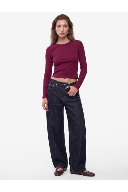 Slim Fit Camisole Cotton Blend Crew Neck Long Sleeve Basic T-Shirt
