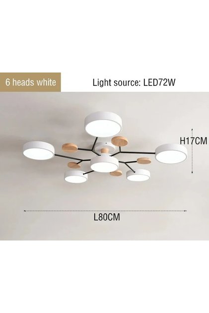 White 6 lights LED Chandelier with 3 Different Colors Suitable for Living Room Bedroom Hotel apartm