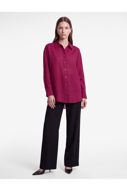 Buttoned Long Sleeve Classic Collar Shirt