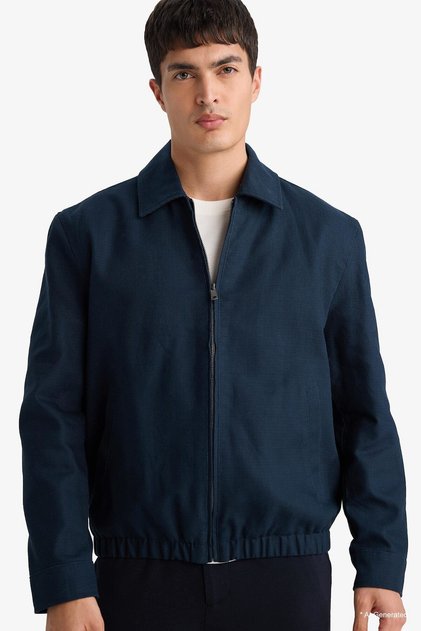 Regular Fit 100% Cotton Shirt Collar Zippered Coat F8518Ax26Sp
