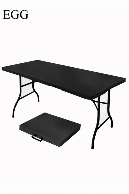 30033 Folding Plastic Picnic Table 180×70×74 cm – Lightweight, Portable, Ideal for Camping & BBQ (Black)