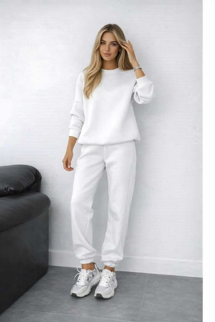 Crew Neck Tracksuit Set with Thick Fleece Inside