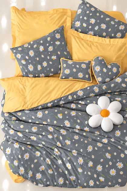 Elastic Sheet Duvet Cover Set Double Size Honey Gray