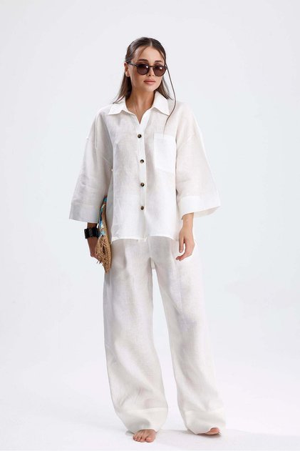 Gabriel 100% Linen Shirt Trousers Double Suit