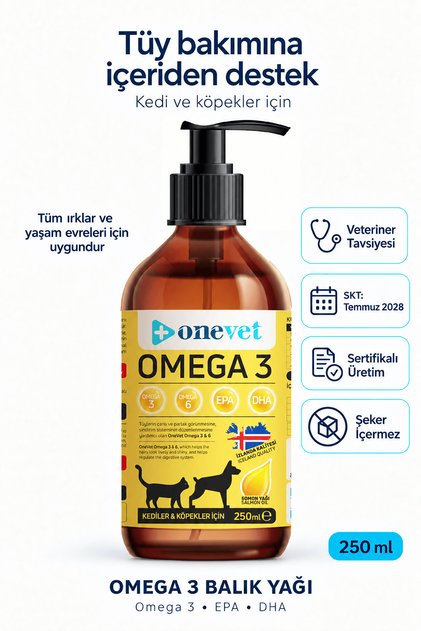 Tüy Dökülme Engelleyici, Kedi ve Köpekler İçin Omega 3 Balık Yağı 250 Ml