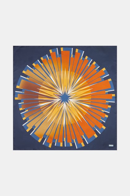 GEOMETRİK DESENLİ TWILL İPEK EŞARP