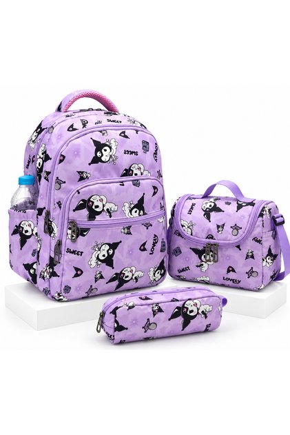 First School Bag Character Printed Orthopedics Set of 3 Lilac Girls' Primary School Bag