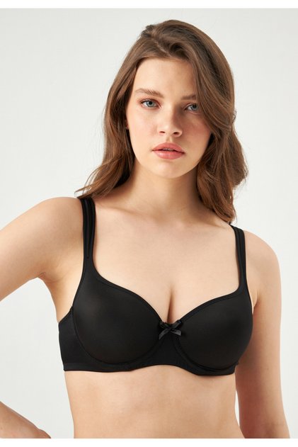 Black Ersk100 Lily Gatherer Empty Cup Single Bra with Ears