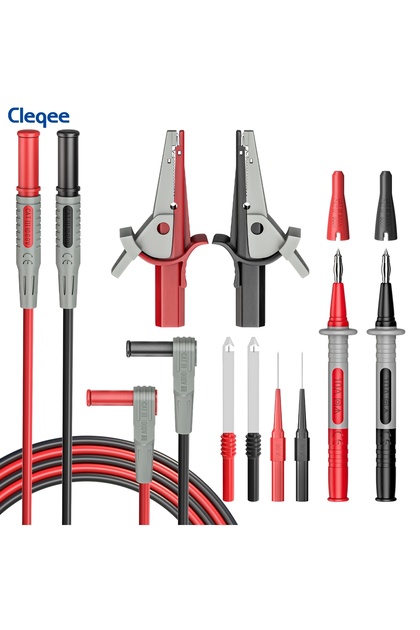 Cleqee CKT004 multimeter test lead kit test cable 4mm banana plug with crocodile clip wire perfor...