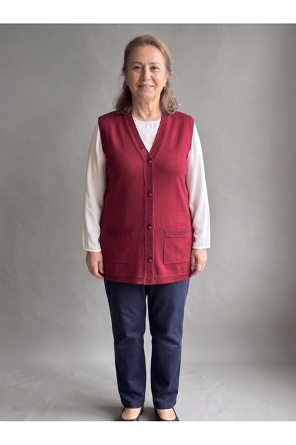 Knitwear Mother's Vest Buttoned Plus Size Full Knit