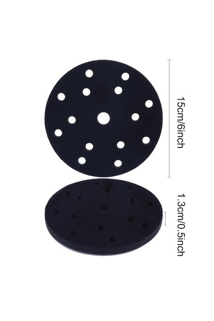 1pc 6-Inch 15-hole interface buffer pad, hook and ring soft sponge sandpaper pad, low-density sandpa
