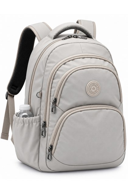 Geantă de școală din material textil impermeabil, rucsac de școală unisex, bej