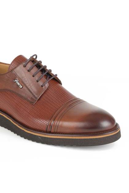 Lace-up Tan Leather Men's Casual Shoes 7042 45 768