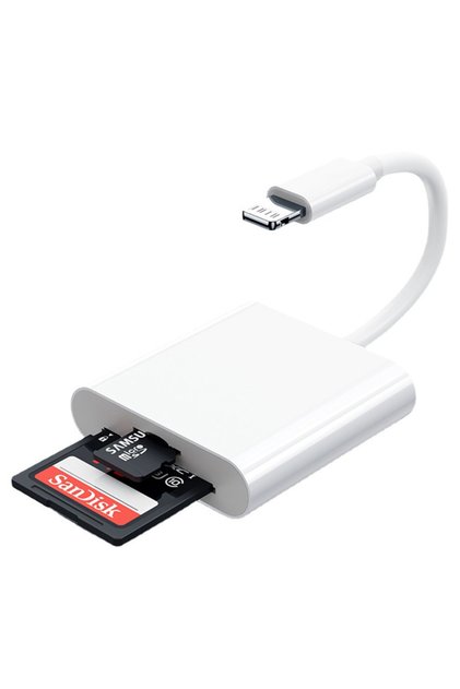 WHITE Byscoon 2 in 1 USB Lightning to TF SD Card Reader for Apple iPhone 14 13 12 Pro Max 3.0 OTG Ad