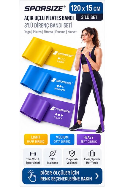 Open-Ended Pilates Band 120 cm X 15 cm – Tpe Resistance Exercise Rubber, Yoga Fitness and Stretching Band