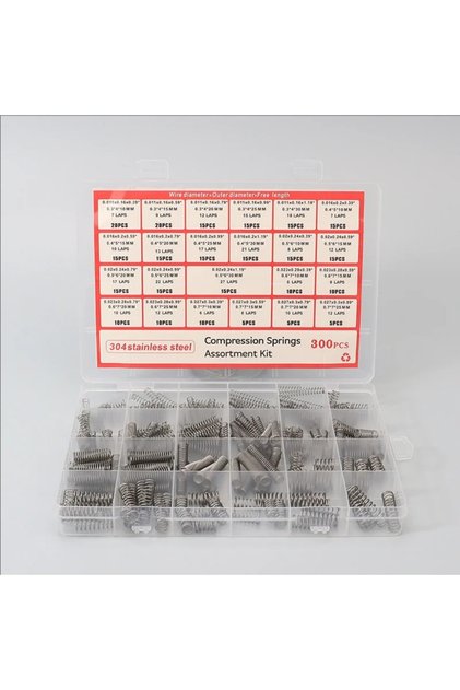 300 PCS Compression Spring Kit 300PCS 24 Sizes Stainless Steel for Electronics Mechanical Repair DIY
