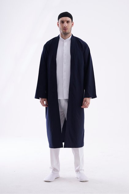 Men's Prayer Robe Buhara Collar Prayer Robe with Pockets