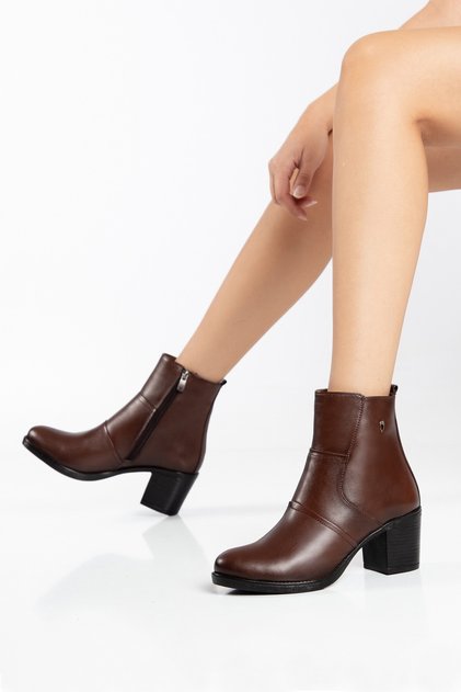 Genuine Leather Daily Classic Heeled Women's Boots Dc2551
