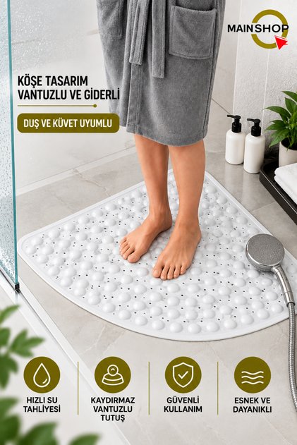 Suction Cup Bath Mat & Non-Slip Floor Shower Cabin Mat 54X54 cm M-163