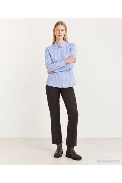 Wide Shirt Collar Long Sleeve Shirt