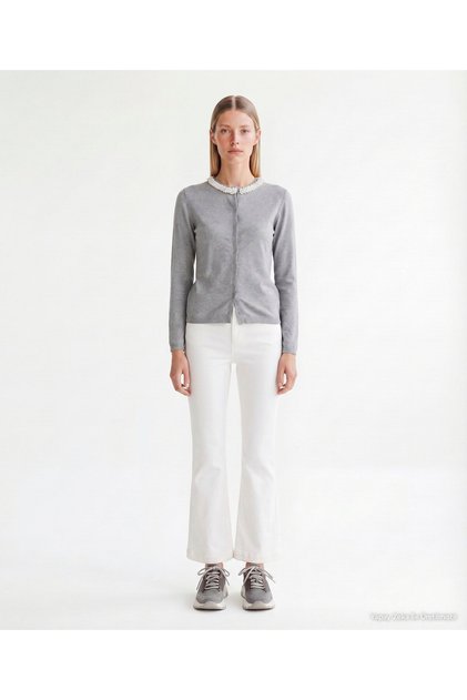 Regular Crew Neck Long Sleeve Cardigan