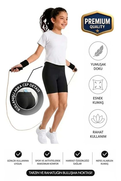Girls' High Waist Biker Casual Running Walking Yoga Sports Volleyball Workout Fitness Short Leggings with Pockets