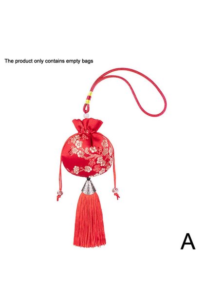 red Empty Bag Chinese Style Jewelry Storage Handmade Vintage Tassel Lucky Embroidery Sachet Bag Draw