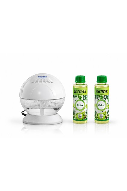 Sihirli Küre Geniş Alan Kokulandırma Makinesi Işıklı Beyaz + 2 Adet 150 ml. Relax Solüsyonu
