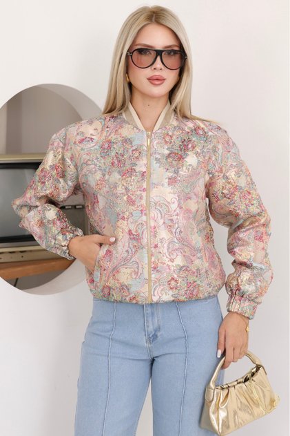 Patterned Glittery Jacquard Women's Jacket