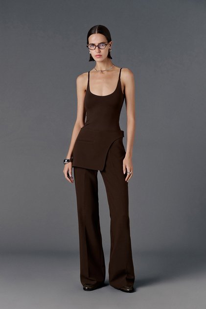 Fabric Trousers with Skirt Details