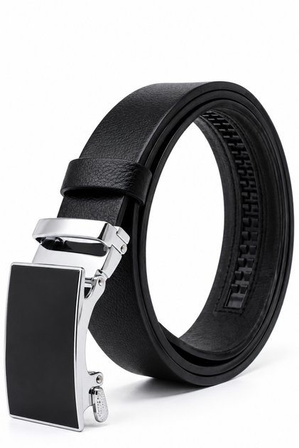 Non-Hole Buffalo Leather Classic Men's Belt with Automatic Buckle