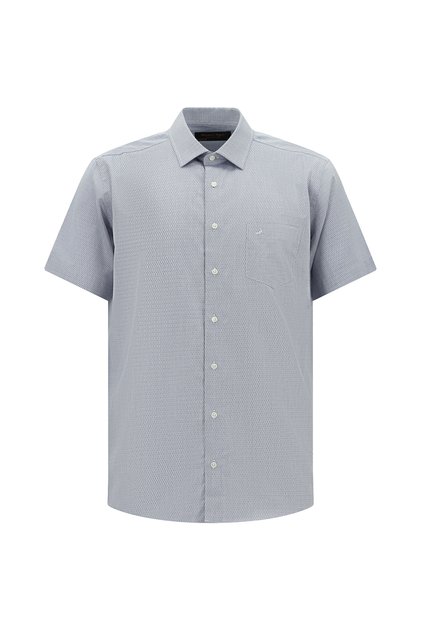 Short Sleeve Regular Fit Pocketed Patterned Cotton Shirt