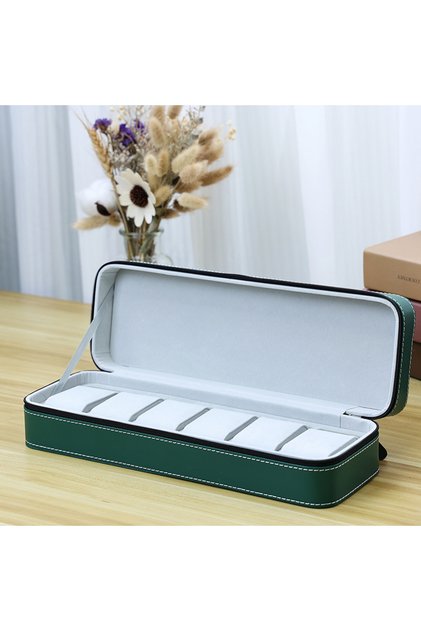 Green 6 grids 2024 New 6/10/12 Girds Portable Watch Storage Boxes Organizer with Zipper Classic Styl