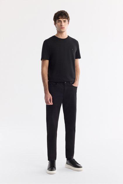 Men's Black Soft Touch Cotton Slim Fit Trousers B003038