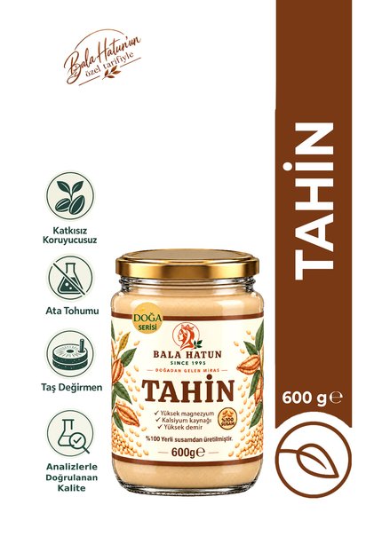 Tahin 600g - Tek Kavrulmuş, Taş Değirmende Öğütülmüş, Ata Tohumu Susam