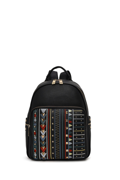 Women's Black Printed Backpack Ab200007Sb