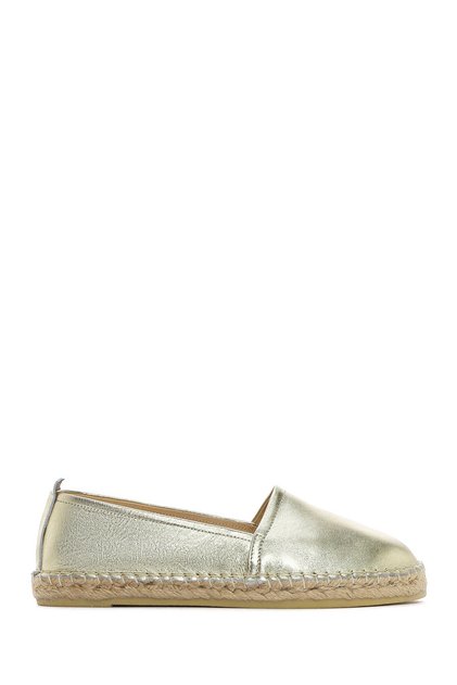 Women's Gold Metallic Leather Espadrille 25Sfd 205332