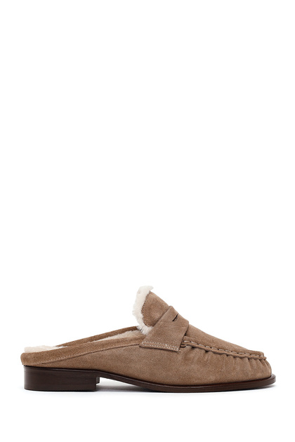 Women's Mink Suede Leather Slippers Af130003Ds