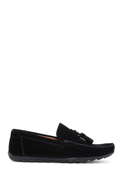 Men's Black Tasseled Suede Leather Loafer 26Sfd754610