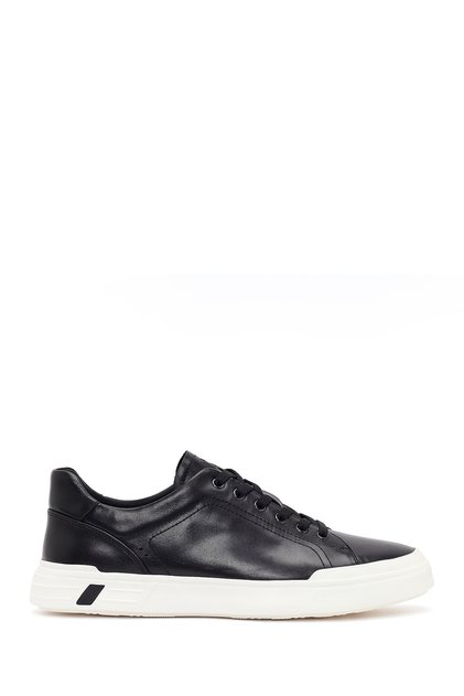 Men's Black Lace-Up Leather Sneaker 26SFD699218