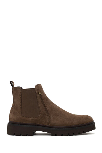 Men's Beige Thick Soled Suede Leather Casual Chelsea Boots Wm680017Ds