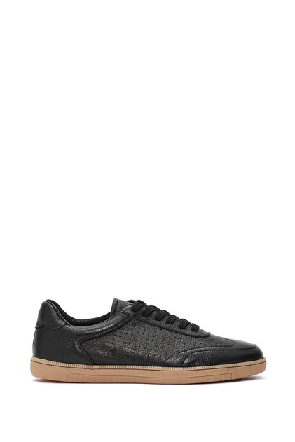 Men's Black Lace-Up Leather Sneaker 26Sfd7507Ft