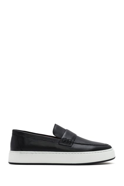 Men's Black Thick Soled Leather Loafer 26Sfd620318
