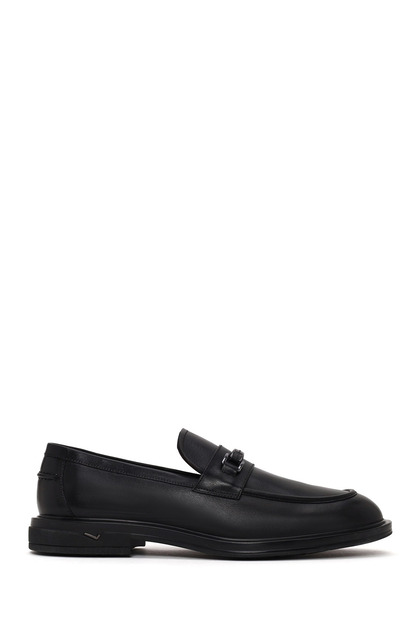 Men's Black Buckle Leather Classic Loafer Wm750014Dv