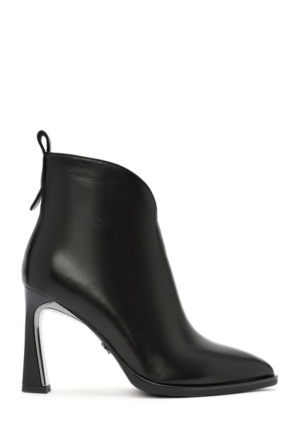 Women's Black Zippered Heeled Leather Boots Af530001Dv