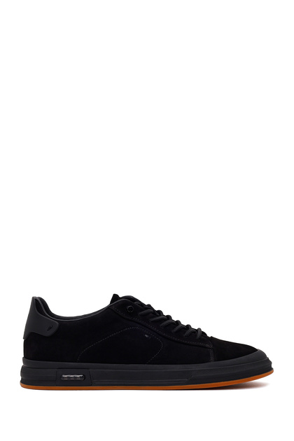 Men's Black Lace-Up Nubuck Leather Sneaker Wm680054Dn