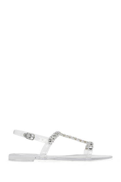 Women's Transparent Jelly Back Buckle Stone Sandals 25Sfe4927Pv